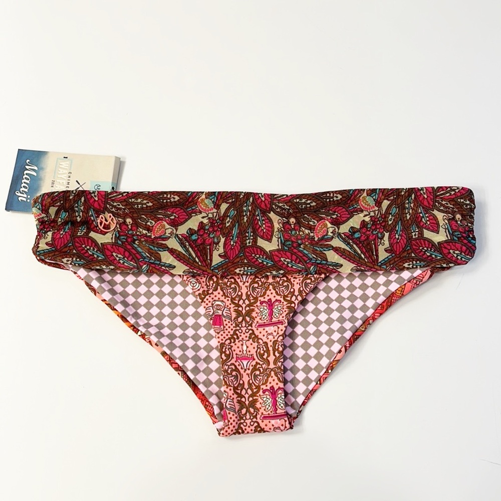 NWT Maaji Size L Sparkling Waves Mosaic Reversible Bathing Suit Bikini Bottom